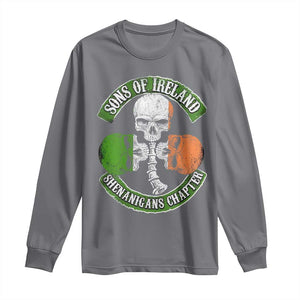 Irish Pride Long Sleeve Shirt Sons Of Ireland Shenanigans Chapter Skull Shamrock TS09 Charcoal Print Your Wear