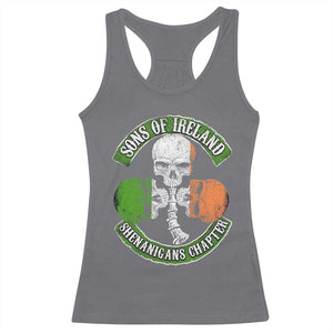 Irish Pride Racerback Tank Top Sons Of Ireland Shenanigans Chapter Skull Shamrock TS09 Charcoal Print Your Wear