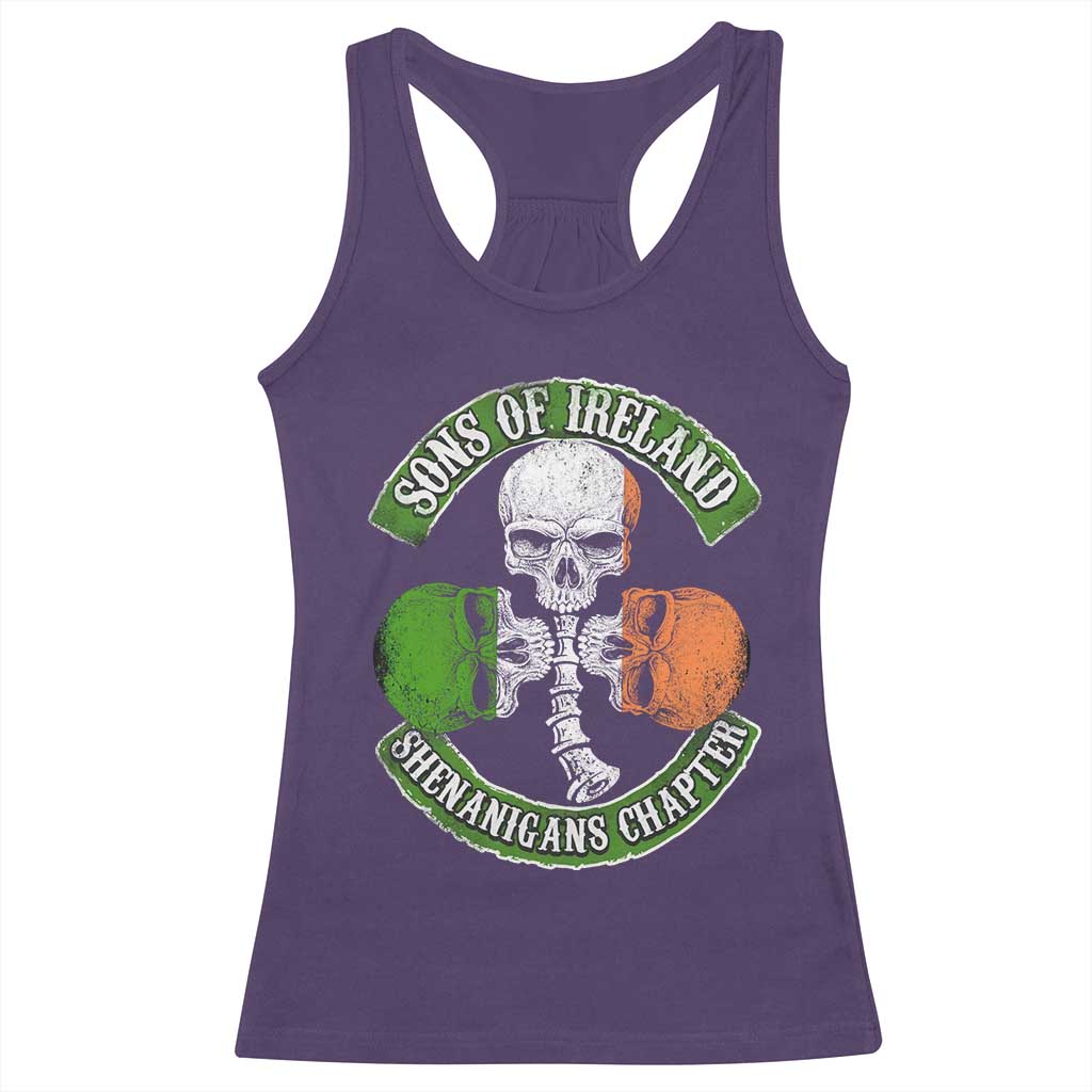 Irish Pride Racerback Tank Top Sons Of Ireland Shenanigans Chapter Skull Shamrock TS09 Purple Print Your Wear