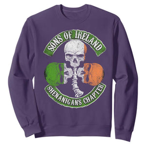 Irish Pride Sweatshirt Sons Of Ireland Shenanigans Chapter Skull Shamrock TS09 Purple Print Your Wear