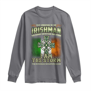 Irish Pride Long Sleeve Shirt Irish Warrior I Am The Storm The Irishman Whispers Back TS09 Charcoal Print Your Wear