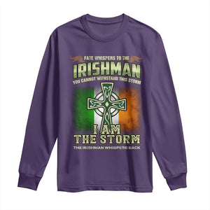 Irish Pride Long Sleeve Shirt Irish Warrior I Am The Storm The Irishman Whispers Back TS09 Purple Print Your Wear