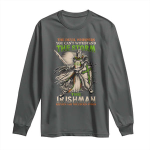 Irish Pride Long Sleeve Shirt Irish Warrior I Am The Feckin Storm TS09 Dark Heather Print Your Wear