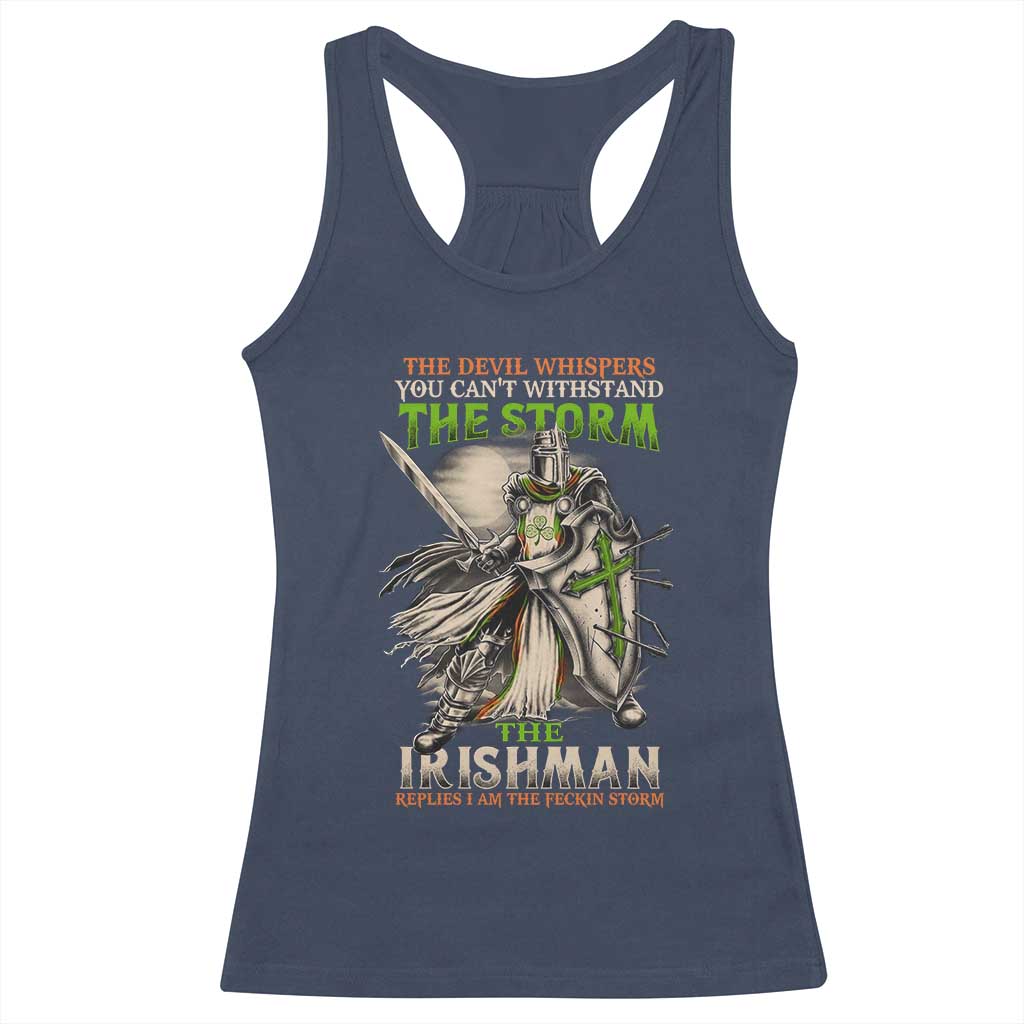 Irish Pride Racerback Tank Top Irish Warrior I Am The Feckin Storm TS09 Navy Print Your Wear