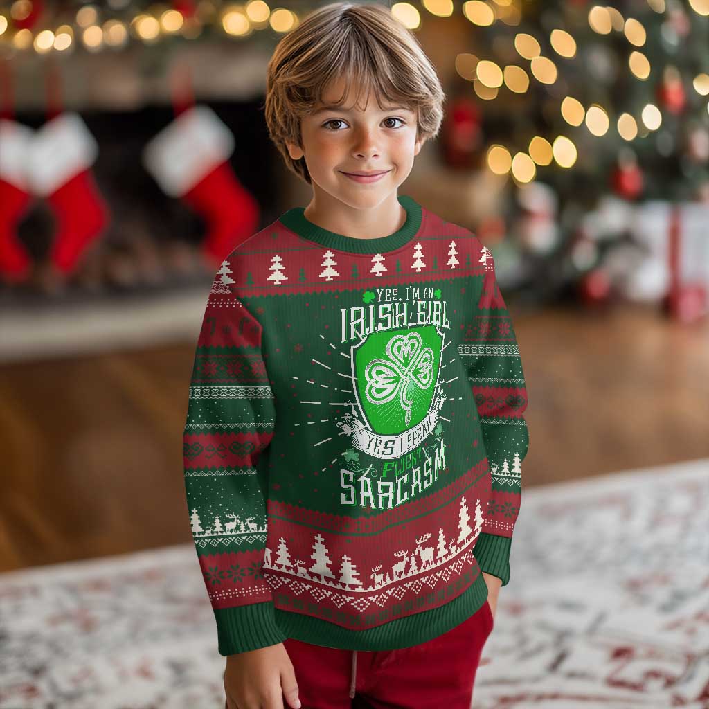 Funny Irish Girl Knit Sweatshirt I Speak Fluent Sarcasm TS09 Christmas Print Your Wear