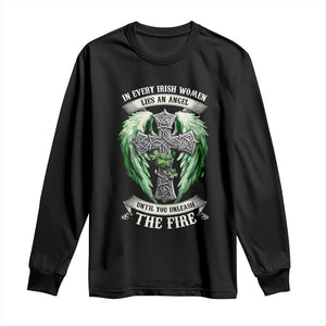 Irish Women Long Sleeve Shirt In Every Irish Woman Lies An Angel Until You Unleash The Fire TS09 Black Print Your Wear