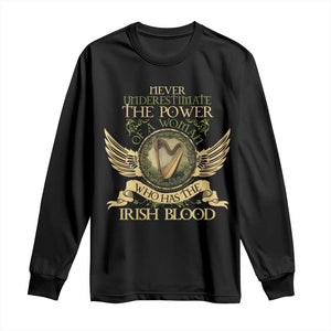 Never Underestimate The Power Of Irish Women Long Sleeve Shirt TS09 Black Print Your Wear