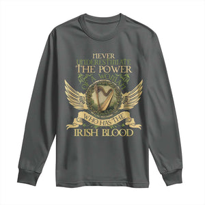 Never Underestimate The Power Of Irish Women Long Sleeve Shirt TS09 Dark Heather Print Your Wear