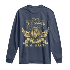 Never Underestimate The Power Of Irish Women Long Sleeve Shirt TS09 Navy Print Your Wear