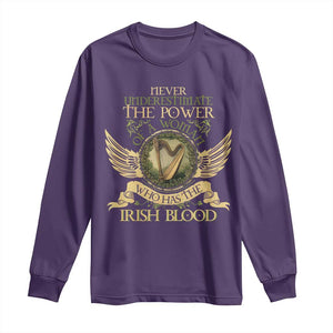 Never Underestimate The Power Of Irish Women Long Sleeve Shirt TS09 Purple Print Your Wear