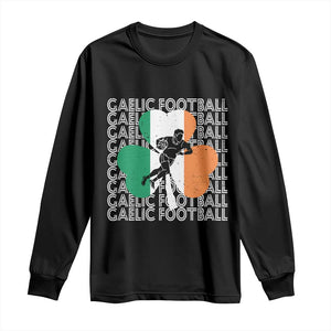 Gaelic Football Long Sleeve Shirt Irish Flag Shamrock TS09 Black Print Your Wear