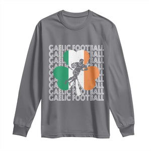 Gaelic Football Long Sleeve Shirt Irish Flag Shamrock TS09 Charcoal Print Your Wear