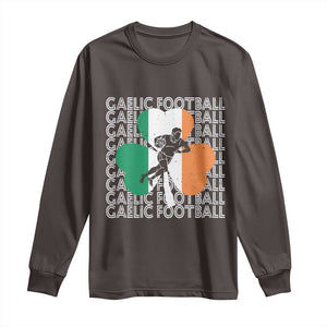 Gaelic Football Long Sleeve Shirt Irish Flag Shamrock TS09 Dark Chocolate Print Your Wear