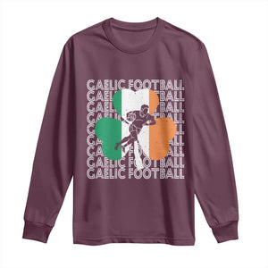 Gaelic Football Long Sleeve Shirt Irish Flag Shamrock TS09 Maroon Print Your Wear