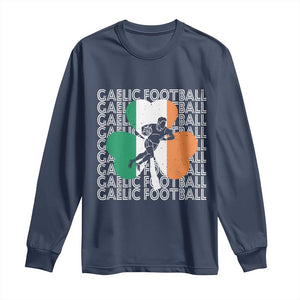 Gaelic Football Long Sleeve Shirt Irish Flag Shamrock TS09 Navy Print Your Wear