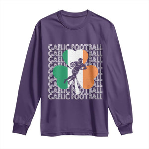 Gaelic Football Long Sleeve Shirt Irish Flag Shamrock TS09 Purple Print Your Wear