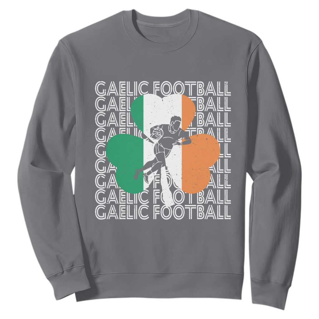Gaelic Football Sweatshirt Irish Flag Shamrock TS09 Charcoal Print Your Wear