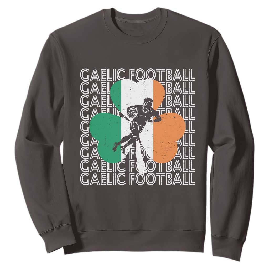Gaelic Football Sweatshirt Irish Flag Shamrock TS09 Dark Chocolate Print Your Wear