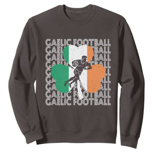 Gaelic Football Sweatshirt Irish Flag Shamrock TS09 Dark Chocolate Print Your Wear