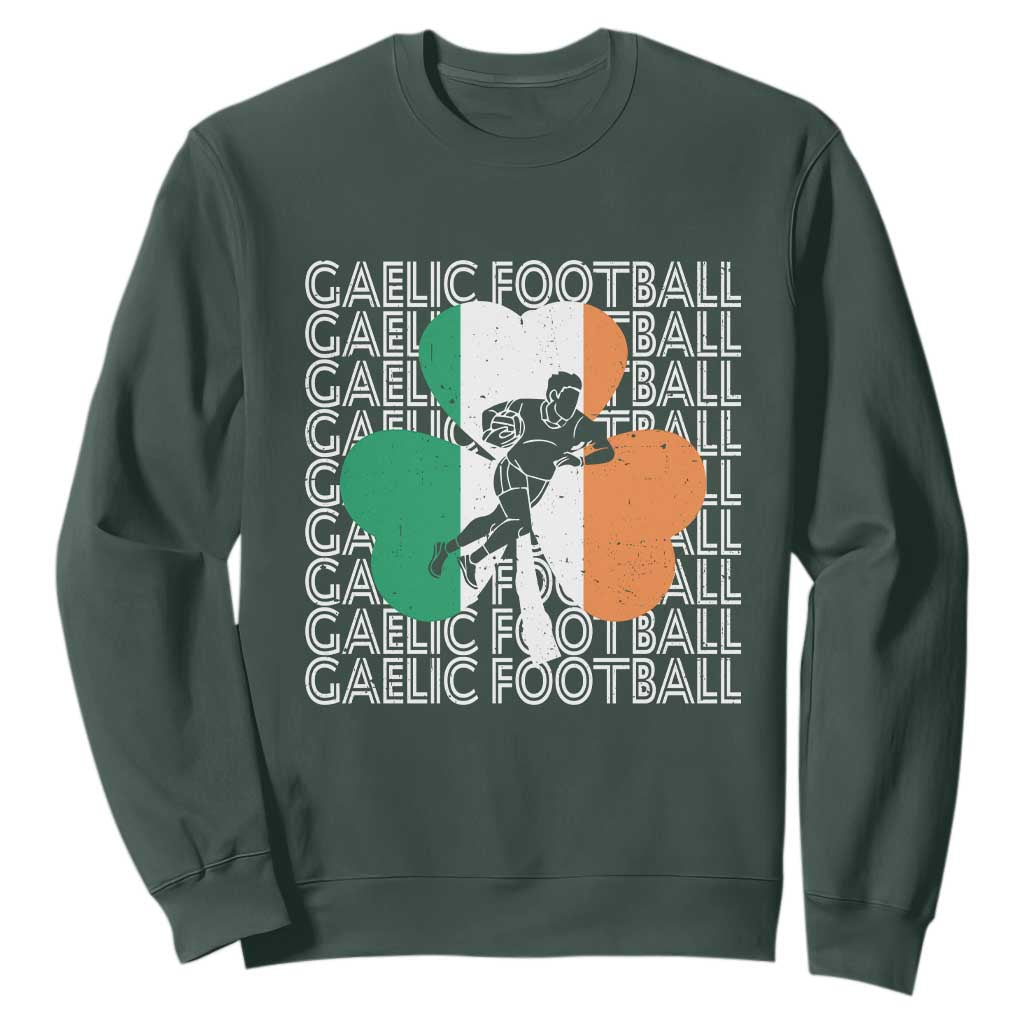 Gaelic Football Sweatshirt Irish Flag Shamrock TS09 Dark Forest Green Print Your Wear