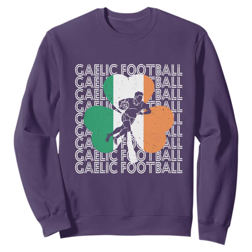 Gaelic Football Sweatshirt Irish Flag Shamrock TS09 Purple Print Your Wear