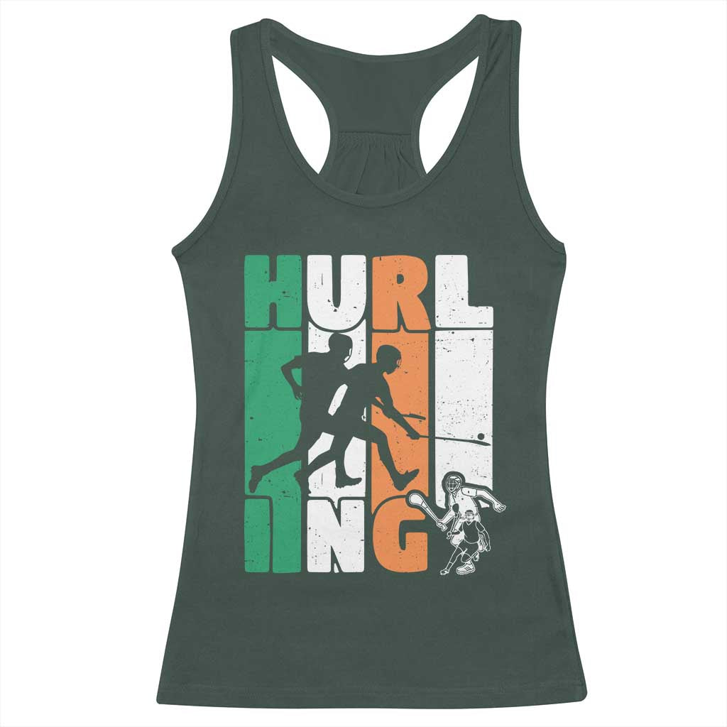 Irish Hurling Hurler Racerback Tank Top TS09 Dark Forest Green Print Your Wear