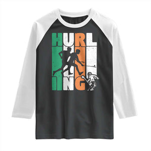 Irish Hurling Hurler Raglan Shirt TS09 Black White Print Your Wear