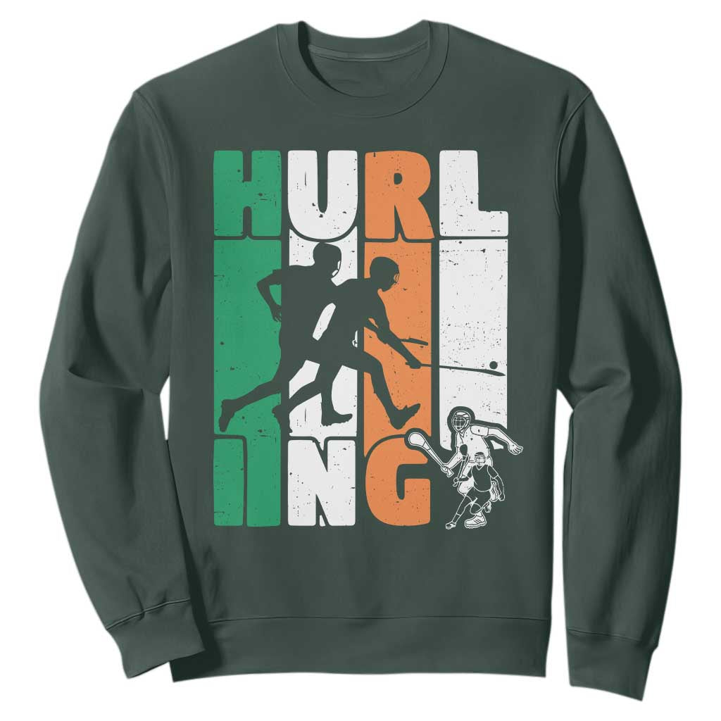 Irish Hurling Hurler Sweatshirt TS09 Dark Forest Green Print Your Wear