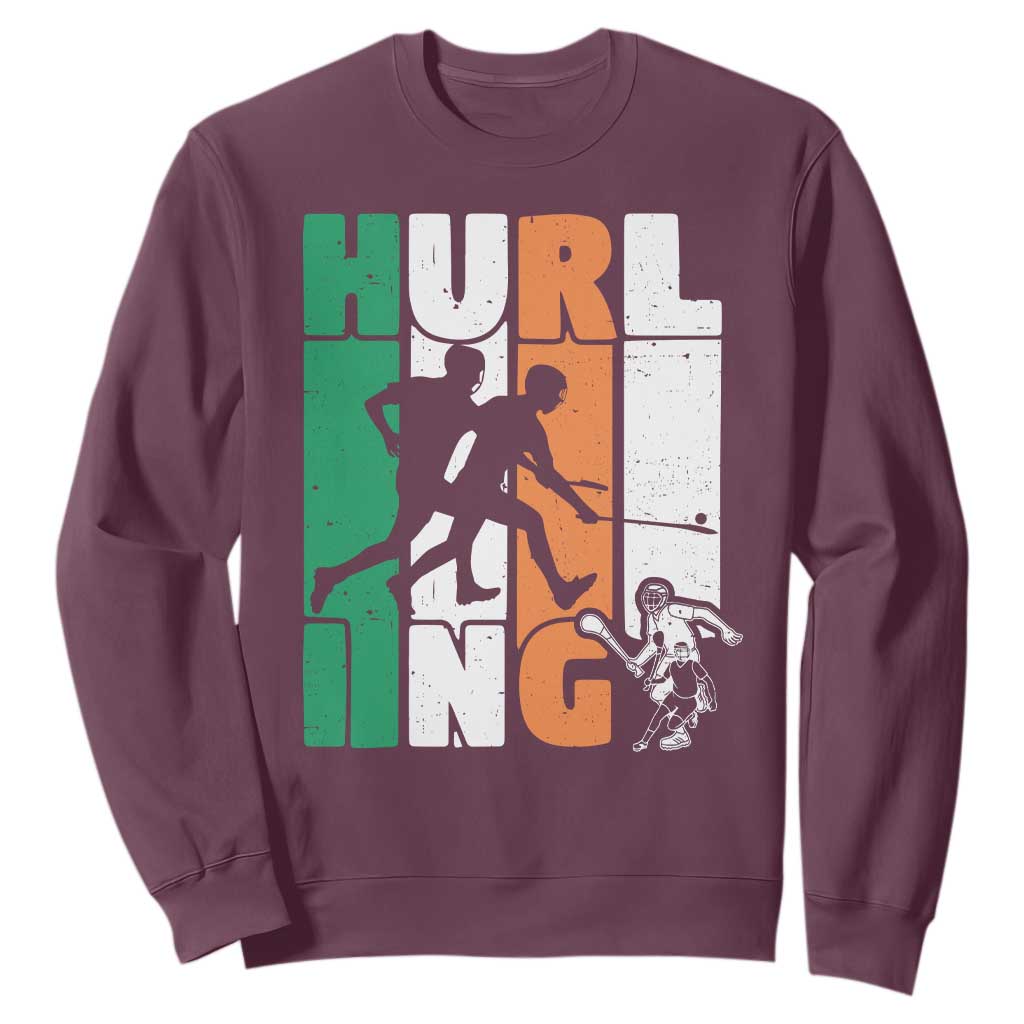 Irish Hurling Hurler Sweatshirt TS09 Maroon Print Your Wear