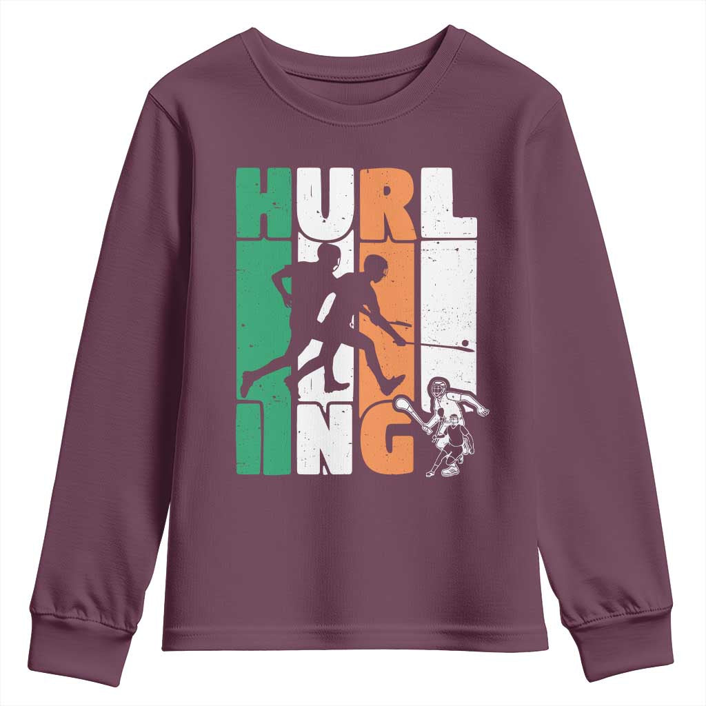 Irish Hurling Hurler Youth Sweatshirt TS09 Maroon Print Your Wear