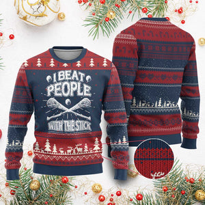 Funny Irish Hurling Knit Sweatshirt I Beat People With a Stick TS09 Burgundy Print Your Wear