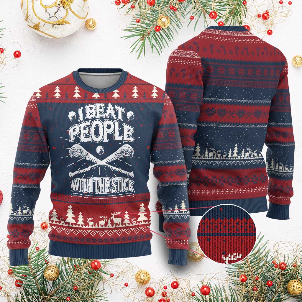 Funny Irish Hurling Knit Sweatshirt I Beat People With a Stick TS09 Burgundy Print Your Wear