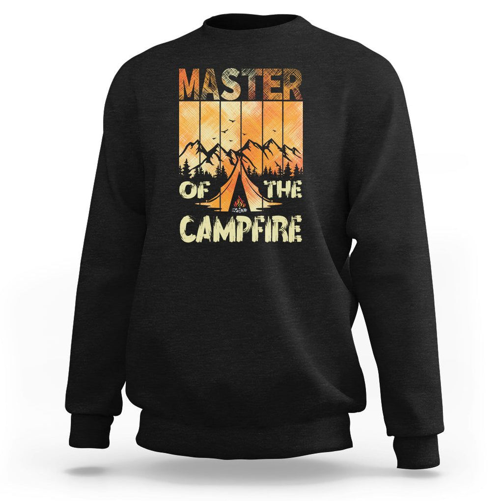 Funny Camping Sweatshirt Master Of The Campfire TS09 Black Printyourwear