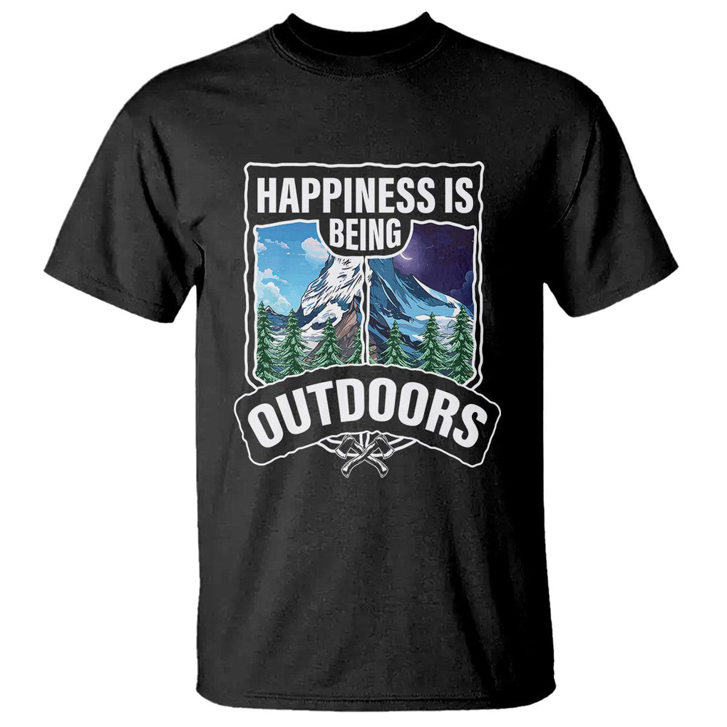 Funny Camping T Shirt Happiness Is Being Outdoor TS09 Black Printyourwear