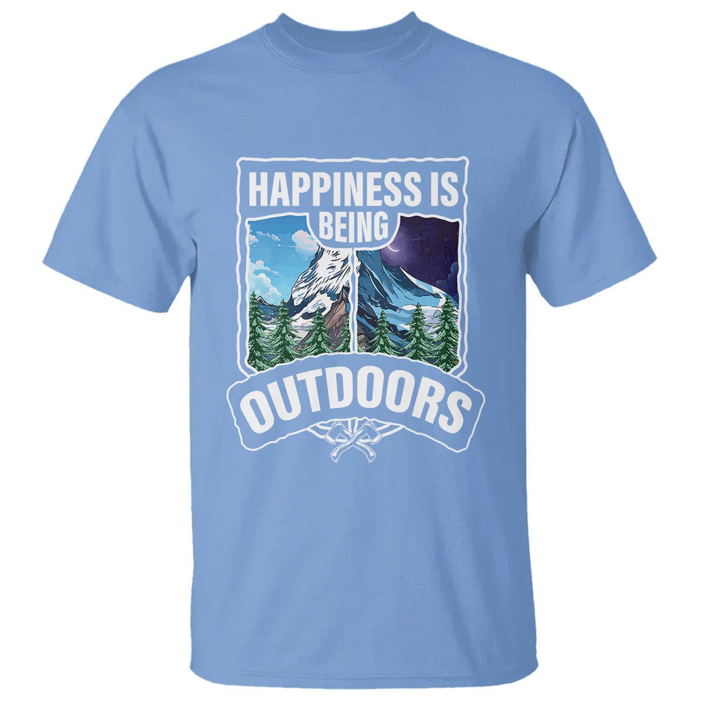 Funny Camping T Shirt Happiness Is Being Outdoor TS09 Carolina Blue Printyourwear