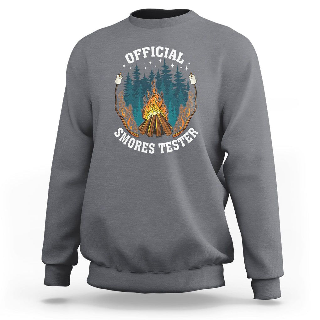 Funny Camping Sweatshirt Official Smores Tester TS09 Charcoal Printyourwear