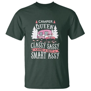 Funny Camping T Shirt Camper Queen Classy Sassy And A Bit Smart Assy Flamingo TS09 Dark Forest Green Printyourwear