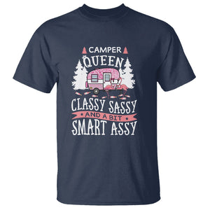 Funny Camping T Shirt Camper Queen Classy Sassy And A Bit Smart Assy Flamingo TS09 Navy Printyourwear