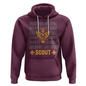 Scouting Hoodie America Flag Scouting Law Camping Outdoor Adventure TS09 Maroon Printyourwear