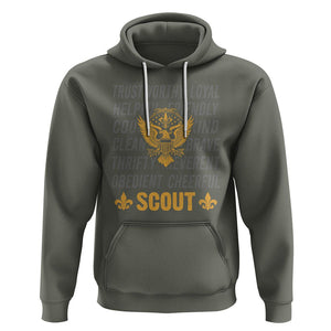 Scouting Hoodie America Flag Scouting Law Camping Outdoor Adventure TS09 Military Green Printyourwear