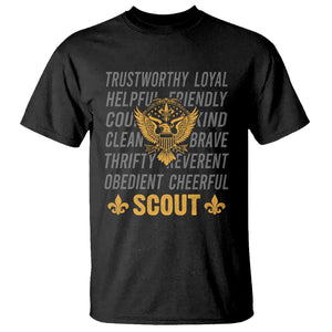 Scouting T Shirt - America Flag Scouting Law Camping Outdoor Adventure Tee TS09 Black Printyourwear