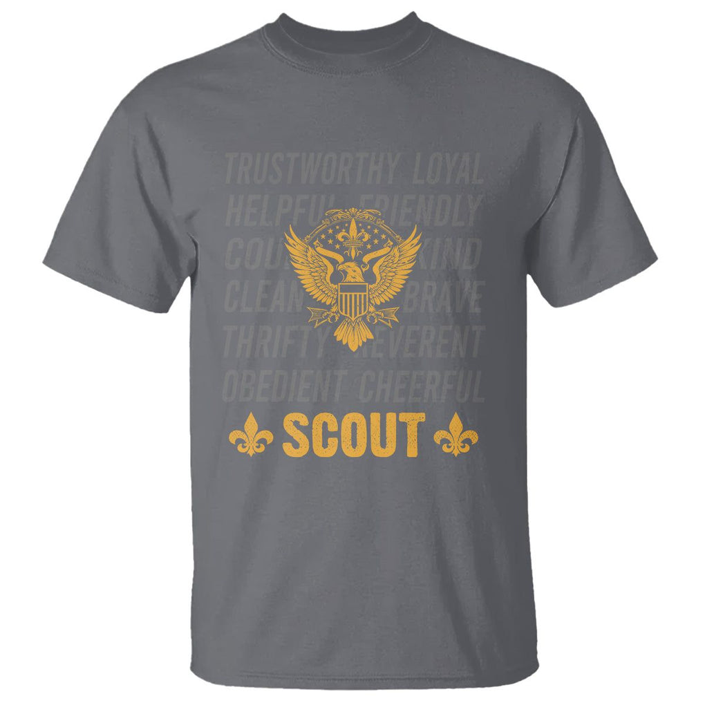 Scouting T Shirt - America Flag Scouting Law Camping Outdoor Adventure Tee TS09 Charcoal Printyourwear