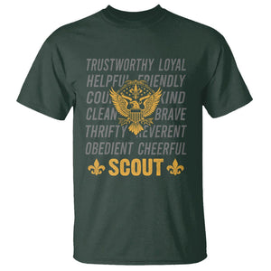 Scouting T Shirt - America Flag Scouting Law Camping Outdoor Adventure Tee TS09 Dark Forest Green Printyourwear