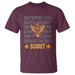 Scouting T Shirt - America Flag Scouting Law Camping Outdoor Adventure Tee TS09 Maroon Printyourwear