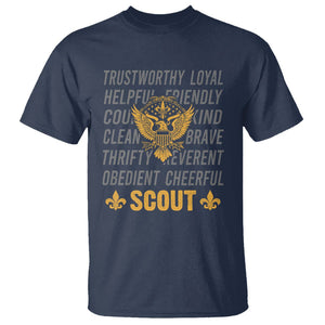 Scouting T Shirt - America Flag Scouting Law Camping Outdoor Adventure Tee TS09 Navy Printyourwear