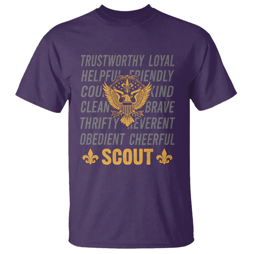 Scouting T Shirt - America Flag Scouting Law Camping Outdoor Adventure Tee TS09 Purple Printyourwear