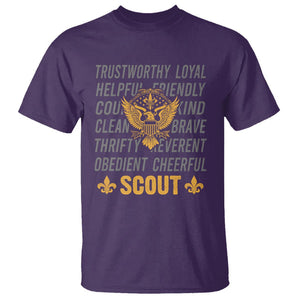 Scouting T Shirt - America Flag Scouting Law Camping Outdoor Adventure Tee TS09 Purple Printyourwear