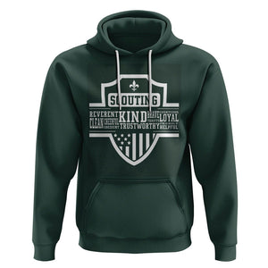 Scouting Hoodie America Flag Scouting Law Camping Outdoor Adventure TS09 Dark Forest Green Printyourwear