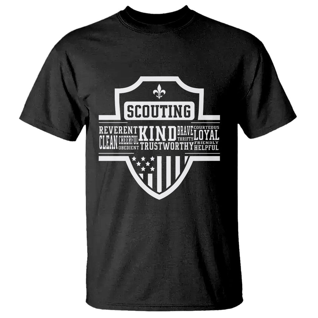 Scouting T Shirt America Flag Scouting Law Camping Outdoor Adventure TS09 Black Printyourwear