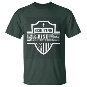 Scouting T Shirt America Flag Scouting Law Camping Outdoor Adventure TS09 Dark Forest Green Printyourwear